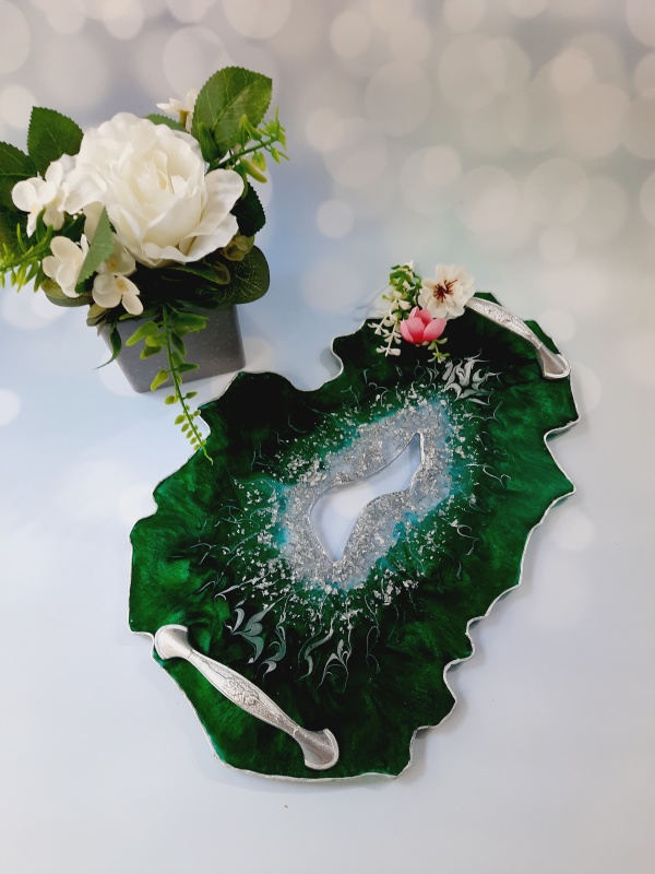 Emerald and Silver - Vanity Tray