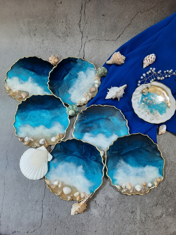 Sea and Sand - 6 pieces Resin Coasters