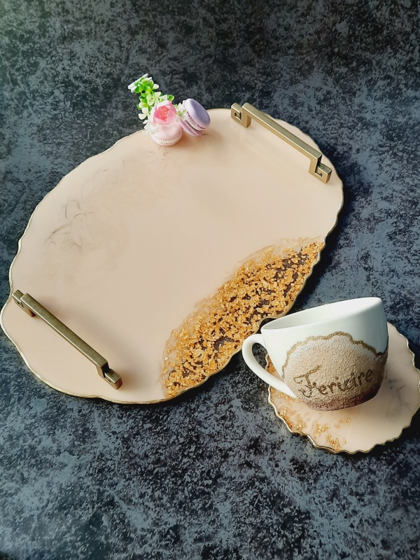 Café au Lait - Oval Tray, Mug and Coaster