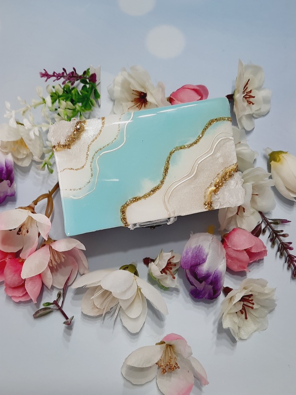 Baby Blue Geode - Cutie personalizată pentru verighete