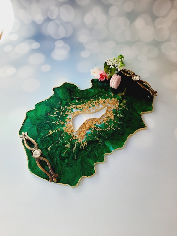 Emerald Beauty Vanity Tray - Tava cu forma neregulata din rasina